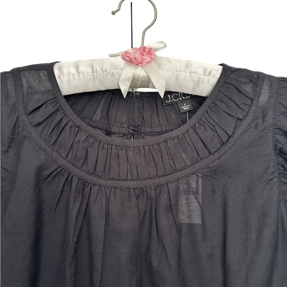 NEW J. CREW Gathered ruffle-sleeve top in cotton-blend voile Black Size Small - Picture 5 of 9